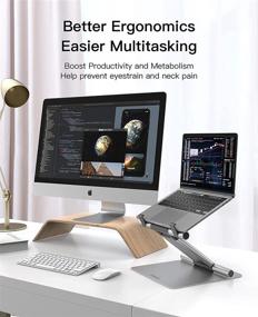 img 3 attached to 💻 GIKERSY Adjustable Height Laptop Stand - 1.5" to 20", Ergonomic Sit to Stand Laptop Riser for Desk - Compatible with MacBook Pro, Dell XPS, Lenovo, HP & More 10-17" Laptops