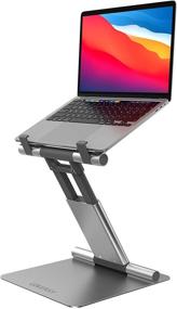 img 4 attached to 💻 GIKERSY Adjustable Height Laptop Stand - 1.5" to 20", Ergonomic Sit to Stand Laptop Riser for Desk - Compatible with MacBook Pro, Dell XPS, Lenovo, HP & More 10-17" Laptops
