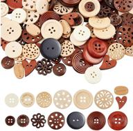 ph pandahall 150 pcs: wooden buttons - round, flower, and heart shapes for diy craft decoration - sewing art handmade buttons with 2/4 holes logo