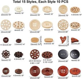 img 3 attached to PH PandaHall 150 pcs: Wooden Buttons - Round, Flower, and Heart Shapes for DIY Craft Decoration - Sewing Art Handmade Buttons with 2/4 Holes