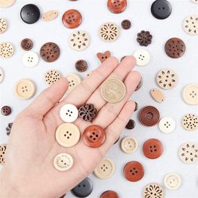 img 2 attached to PH PandaHall 150 pcs: Wooden Buttons - Round, Flower, and Heart Shapes for DIY Craft Decoration - Sewing Art Handmade Buttons with 2/4 Holes