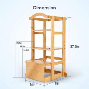 img 2 attached to 🪜 IPOW Toddler Tower - Adjustable Height Kids Step Stool for Learning and Safety, Bamboo Montessori Stool Kitchen Bathroom Counter Helper, Standing Baking Tower with Safety Rail