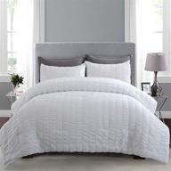 🛏️ full/queen size soft white seersucker comforter set by hollyhome - includes 3 pieces logo