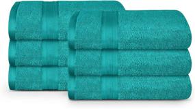 img 4 attached to TRIDENT Wash Towel Set - 6 Piece Cotton Bathroom Towels, Highly Absorbent, Super Soft, Plush & 500 GSM (Christmas Teal)