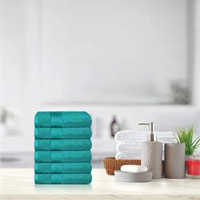 img 3 attached to TRIDENT Wash Towel Set - 6 Piece Cotton Bathroom Towels, Highly Absorbent, Super Soft, Plush & 500 GSM (Christmas Teal)