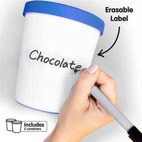 img 3 attached to 🍨 SUMO 1 Quart Ice Cream Containers - Erasable Labels, Reusable Pint Storage Tubs (2 Containers, Blue)