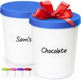 img 4 attached to 🍨 SUMO 1 Quart Ice Cream Containers - Erasable Labels, Reusable Pint Storage Tubs (2 Containers, Blue)