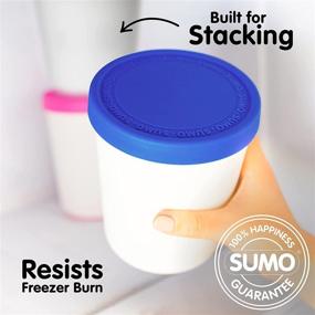 img 1 attached to 🍨 SUMO 1 Quart Ice Cream Containers - Erasable Labels, Reusable Pint Storage Tubs (2 Containers, Blue)