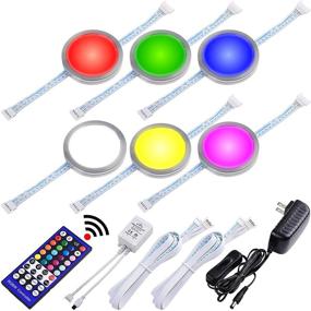 img 4 attached to 💡 Lvyinyin RGBW Under Cabinet LED Lighting Kit: Linkable Puck Lights with Wireless Remote Control Dimmer