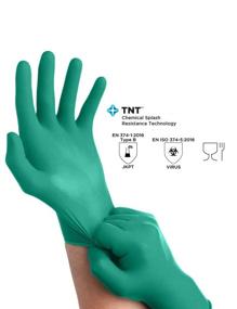 img 1 attached to 🧤 Ansell TouchNTuff 92-600 Green Nitrile Gloves: Chemical/Splash Resistant, Powder-Free, Lightweight, Size 8, Box of 100