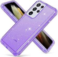 📱 hekodonk galaxy s21 ultra 5g case - hybrid liquid clear crystal glitter tpu bumper - protective shockproof silicone cover - flexible anti-scratch - bling purple - compatible with samsung galaxy s21 ultra 5g logo