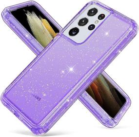 img 4 attached to 📱 Hekodonk Galaxy S21 Ultra 5G Case - Hybrid Liquid Clear Crystal Glitter TPU Bumper - Protective Shockproof Silicone Cover - Flexible Anti-Scratch - Bling Purple - Compatible with Samsung Galaxy S21 Ultra 5G