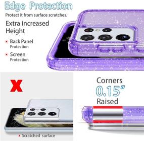 img 1 attached to 📱 Hekodonk Galaxy S21 Ultra 5G Case - Hybrid Liquid Clear Crystal Glitter TPU Bumper - Protective Shockproof Silicone Cover - Flexible Anti-Scratch - Bling Purple - Compatible with Samsung Galaxy S21 Ultra 5G