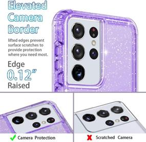 img 2 attached to 📱 Hekodonk Galaxy S21 Ultra 5G Case - Hybrid Liquid Clear Crystal Glitter TPU Bumper - Protective Shockproof Silicone Cover - Flexible Anti-Scratch - Bling Purple - Compatible with Samsung Galaxy S21 Ultra 5G