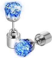 💎 1 pair of ic iclover led earrings with glowing light up diamond crown pendant stud - stainless steel, multi-color for party festival - blue logo