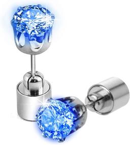 img 3 attached to 💎 1 Pair of IC ICLOVER LED Earrings with Glowing Light Up Diamond Crown Pendant Stud - Stainless Steel, Multi-Color for Party Festival - Blue