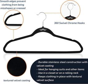 img 2 attached to Mr. Pen- Velvet Hangers, 4 Pack, Non-Slip Black Velvet Clothes Hanger with 360° Swivel Hook - Slim Felt Coat Hangers, Black Velvet Hanger Set