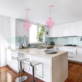 img 1 attached to 💖 Pink Crystal Chandelier: Elegant Mini Light Fixture for Girls Room