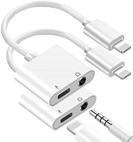 img 3 attached to Apple MFi Certified 2Pack Lightning to 3.5mm Headphone Adapter: iPhone 2 🎧 in 1 Dongle Charger with AUX Cord Splitter - Compatible with iPhone 12/11/XS/XR/X/8/7