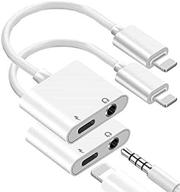 apple mfi certified 2pack lightning to 3.5mm headphone adapter: iphone 2 🎧 in 1 dongle charger with aux cord splitter - compatible with iphone 12/11/xs/xr/x/8/7 logo