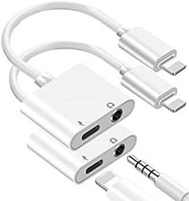 img 2 attached to Apple MFi Certified 2Pack Lightning to 3.5mm Headphone Adapter: iPhone 2 🎧 in 1 Dongle Charger with AUX Cord Splitter - Compatible with iPhone 12/11/XS/XR/X/8/7