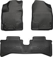 🚗 husky liners 99501: weatherbeater front & 2nd seat floor mats for 2012-16 toyota prius c - black logo