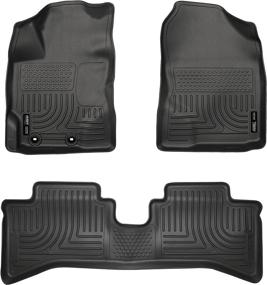 img 4 attached to 🚗 Husky Liners 99501: Weatherbeater Front & 2nd Seat Floor Mats for 2012-16 Toyota Prius C - Black