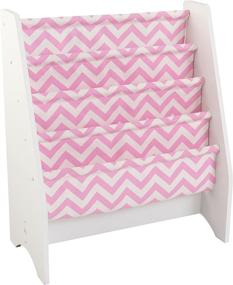 img 1 attached to 📚 KidKraft Wooden Sling Shelf Bookcase - Pink and White Colors - Sturdy Canvas Fabric, Chevron Pattern - Kids Bookshelf for Young Readers - Ages 3+ Gift