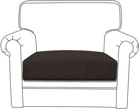 img 4 attached to 🛋️ Protect your Sofa with Easy-Going Stretch Cushion Cover - Furniture Protector Sofa Slipcover in Soft and Flexible Chocolate, with Elastic Bottom. Ideal for Chair Cushions