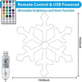 img 2 attached to 🎄 Mesmerizing Snowflake Window Decorations: 96 LED 19 inch Lights with 16 Colors, 12 Twinkling Modes, USB & Remote Control - Perfect for Winter Xmas, Thanksgiving House Parties