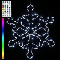 🎄 mesmerizing snowflake window decorations: 96 led 19 inch lights with 16 colors, 12 twinkling modes, usb & remote control - perfect for winter xmas, thanksgiving house parties логотип