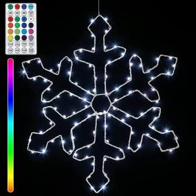 img 4 attached to 🎄 Mesmerizing Snowflake Window Decorations: 96 LED 19 inch Lights with 16 Colors, 12 Twinkling Modes, USB & Remote Control - Perfect for Winter Xmas, Thanksgiving House Parties