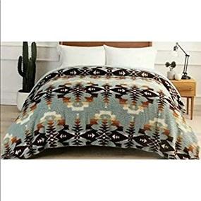 img 1 attached to 🔶 Pendleton King Avra Valley Teal Sherpa Blanket - 112x92 & Over 10,000 Sq Inches