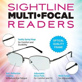 img 3 attached to Progressive Multi Focus Reading Glasses Sightline 6002 Lightweight Semi-Rimless Gun - Magnification 2.50