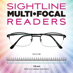 img 2 attached to Progressive Multi Focus Reading Glasses Sightline 6002 Lightweight Semi-Rimless Gun - Magnification 2.50