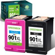 🖨️ high-quality greenbox remanufactured ink cartridge set for hp 901 901xl - compatible with hp officejet 4500 and more (1 black 1 tri-color) logo