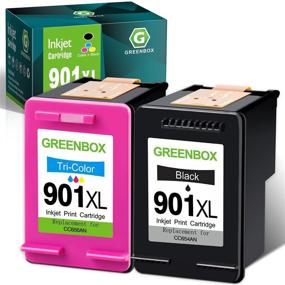 img 4 attached to 🖨️ Высококачественный набор переработанных картриджей GREENBOX для HP 901 901XL - Совместим с HP Officejet 4500 и другими (1 черный, 1 цветной)