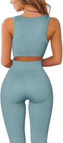 img 3 attached to 🌟 FAFOFA Ribbed Seamless Crop Tank and High Waist Yoga Leggings Set – Stylish Workout Outfits for Women