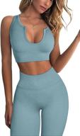 🌟 fafofa ribbed seamless crop tank and high waist yoga leggings set – stylish workout outfits for women логотип