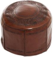 novica spanish elegance brown colonial style tooled leather ottoman cover - filling not included logo