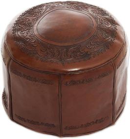 img 4 attached to NOVICA Spanish Elegance Brown Colonial Style Tooled Leather Ottoman Cover - Filling Not Included