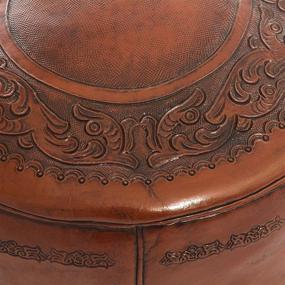 img 1 attached to NOVICA Spanish Elegance Brown Colonial Style Tooled Leather Ottoman Cover - Filling Not Included