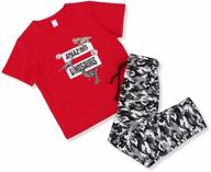 🦖 dino-themed camo t-shirt set: boys' clothes outfits for ultimate style logo