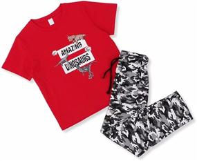 img 4 attached to 🦖 Dino-themed Camo T-Shirt Set: Boys' Clothes Outfits for Ultimate Style