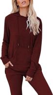 solid color hoodie long sleeve pullover with 👚 drawstring and long pants tracksuit sweatsuit for women - corfrute logo