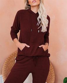 img 2 attached to Solid Color Hoodie Long Sleeve Pullover with 👚 Drawstring and Long Pants Tracksuit Sweatsuit for Women - Corfrute