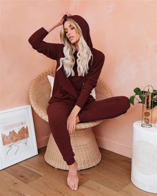 img 1 attached to Solid Color Hoodie Long Sleeve Pullover with 👚 Drawstring and Long Pants Tracksuit Sweatsuit for Women - Corfrute