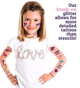 img 1 attached to 🦄 Glitter Tattoo Kit for Girls - Purple Ladybug 175: 9 Sparkling Colors, Mermaid & Unicorn Designs - Peel and Stick Temporary Tattoos for Kids, No Glue or Stencils Required - Ideal Birthday Gifts