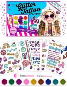 img 4 attached to 🦄 Glitter Tattoo Kit for Girls - Purple Ladybug 175: 9 Sparkling Colors, Mermaid & Unicorn Designs - Peel and Stick Temporary Tattoos for Kids, No Glue or Stencils Required - Ideal Birthday Gifts