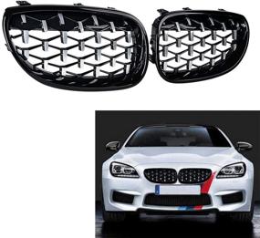 img 1 attached to Left Right Front Hood Kidney Grille Diamond Style Compatible With 2003-2010 E60 E61 5-Series